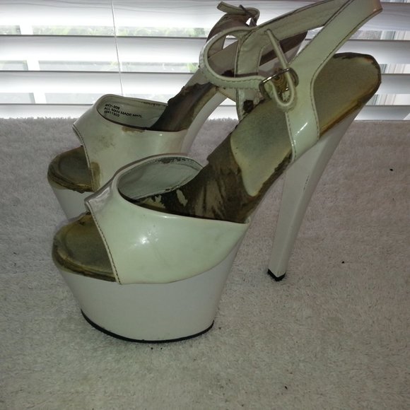 Pleaser Shoes - Pleaser White Dancer Stripper Platform High Heels Used